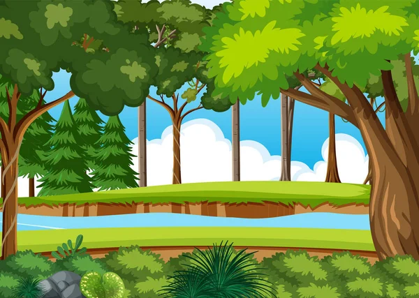 Leere Wald Umwelt Hintergrund Illustration — Stockvektor