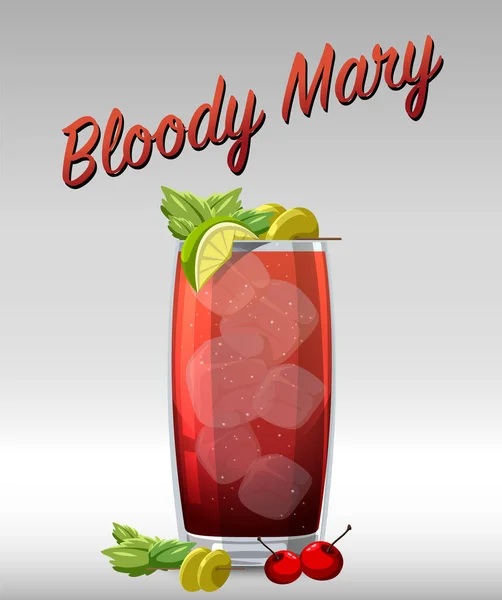 Bloody Mary Cóctel Ilustración Vidrio — Vector de stock