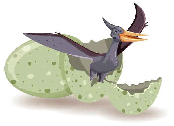 Pterosaur hatching from egg illustration