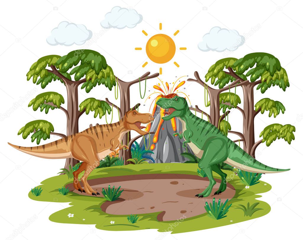 Dinosaur in the forest isolated illustration