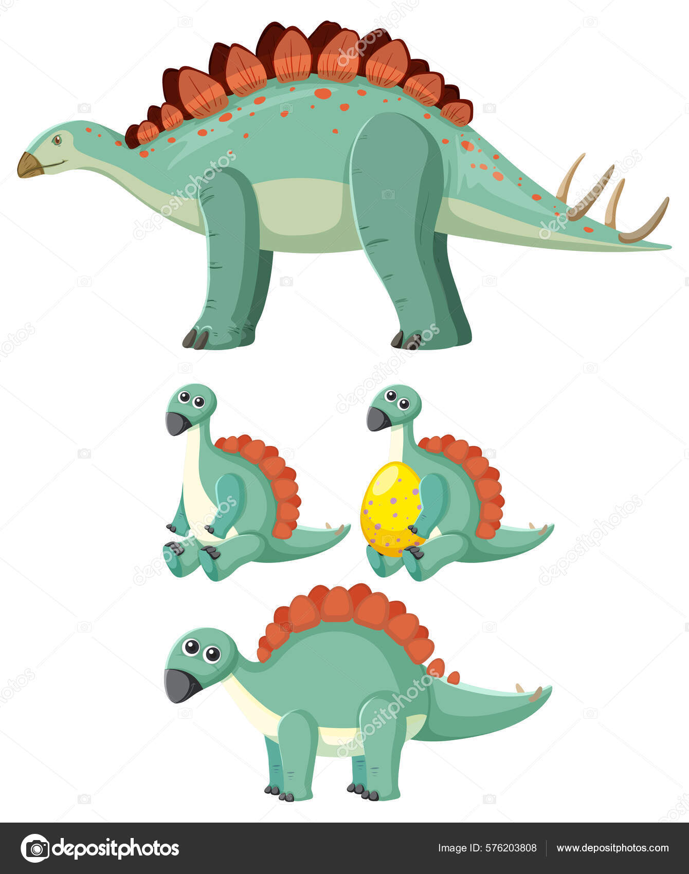 Conjunto de personagens de dinossauros de desenho animado