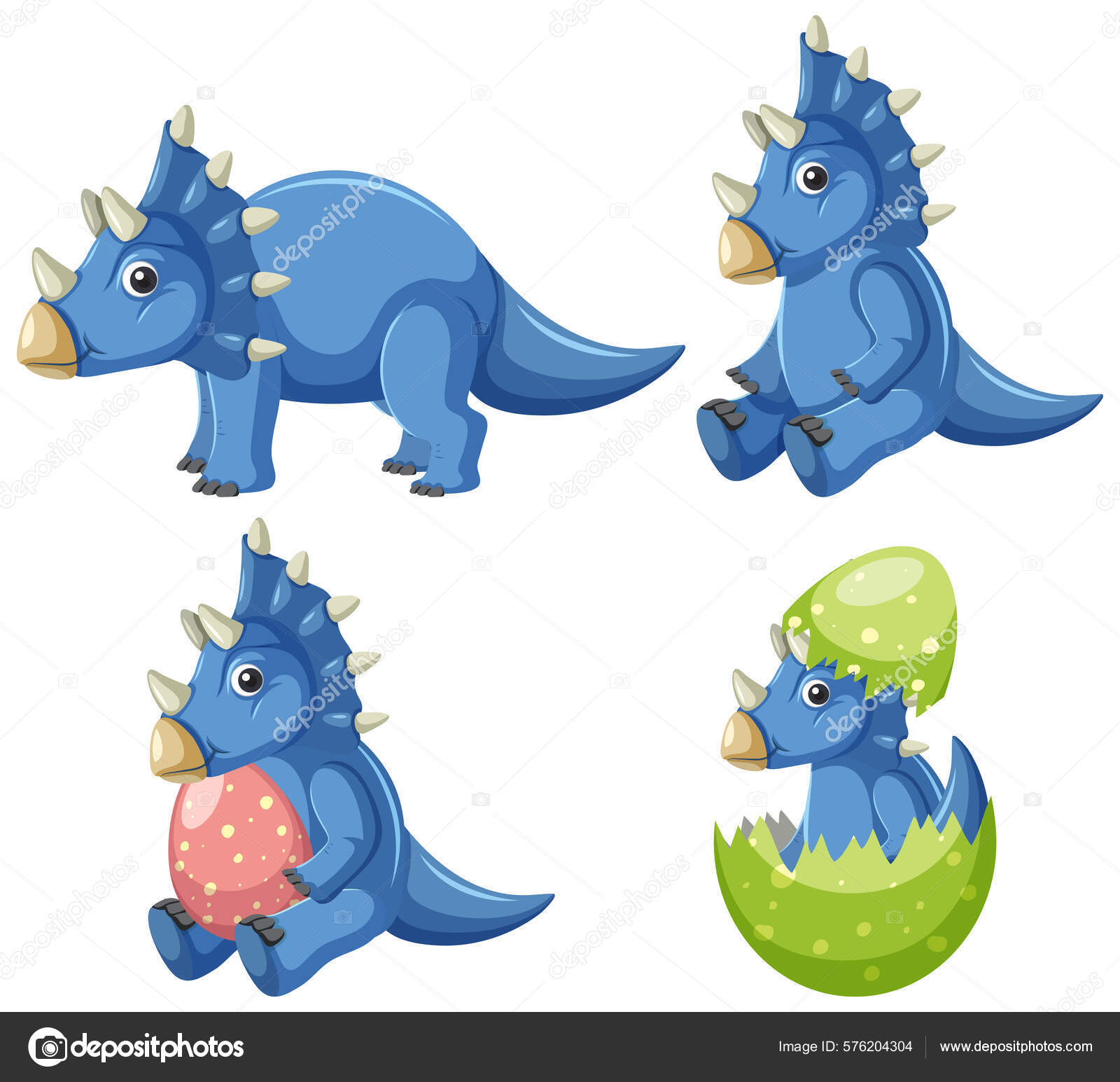 Illustration d'un personnage de dessin animé de dinosaure triceratops Image  Vectorielle Stock - Alamy