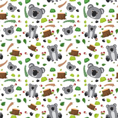 Koala sevimli hayvan kusursuz desen çizimi