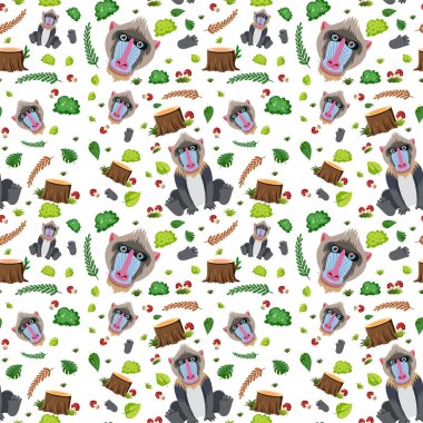 Mandrill şirin hayvan pürüzsüz desen çizimi