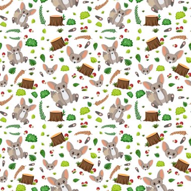 Fennec Fox sevimli hayvan kusursuz desen çizimi