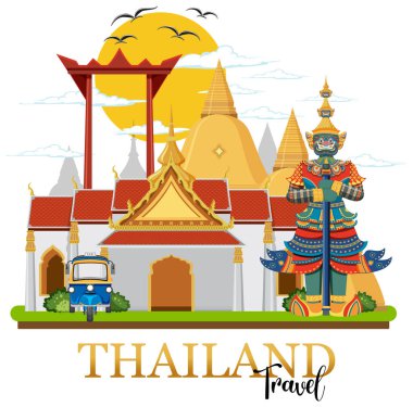 Bangkok Tayland Landmark Logo Sancakları