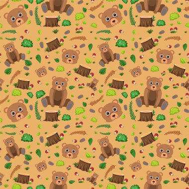 Kahverengi ayı pürüzsüz desen çizimi