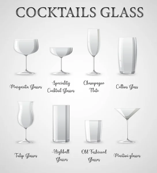 Tipos Copos Cocktail Ilustração —  Vetores de Stock