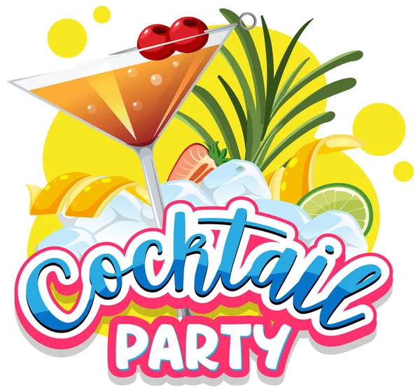 Cocktail Parti Banner Text Illustration — Stock vektor