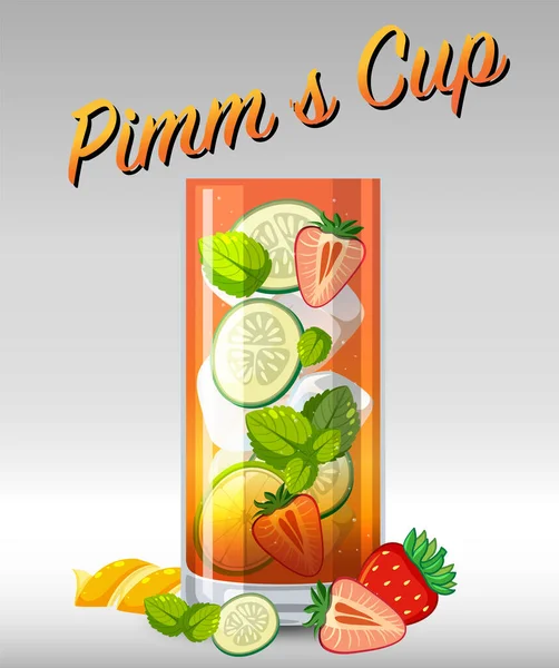 Pimms Tasse Cocktail Glas Illustration — Stockvektor
