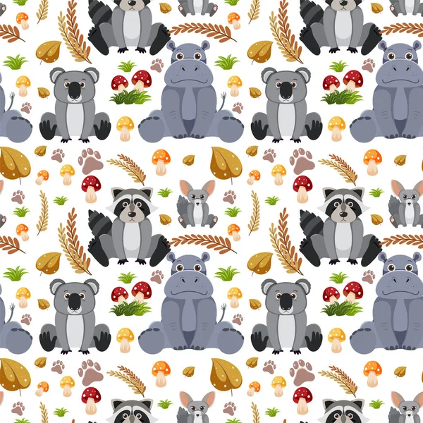 Sevimli hayvanlar kusursuz desenli çizimler.