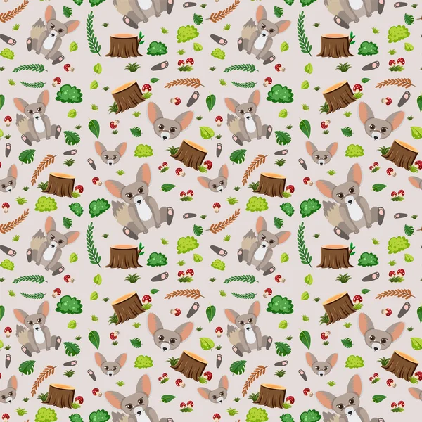 Şirin fennec tilki dikişsiz desen çizimi