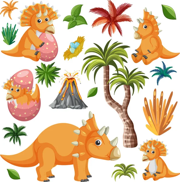 Cute Dinosaur Seamless Pattern Illustration — Stock Vector