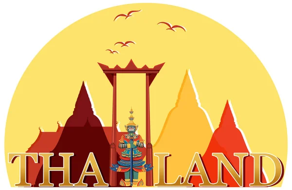 Bangkok Thailand Landmark Logo Banner Illustratie — Stockvector