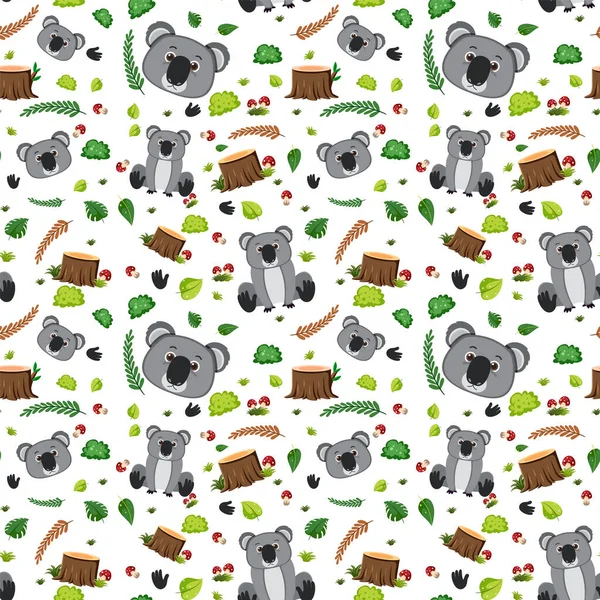 Koala sevimli hayvan kusursuz desen çizimi