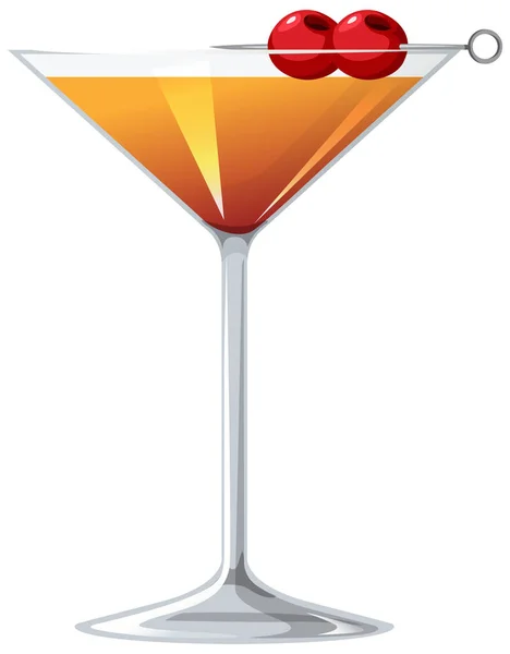Cocktail Manhattan Dans Verre Sur Fond Blanc Illustration — Image vectorielle