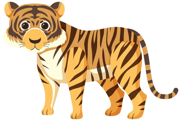 Mignon Tigre Dessin Animé Plat Illustration Style — Image vectorielle