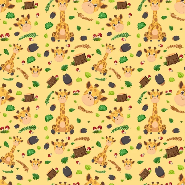 Zürafa şirin hayvan kusursuz desenli çizim.