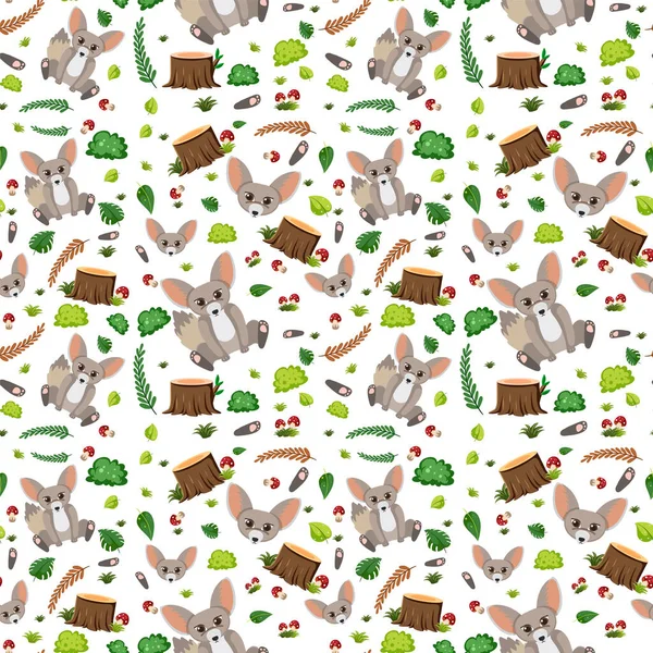 Fennec Fox sevimli hayvan kusursuz desen çizimi