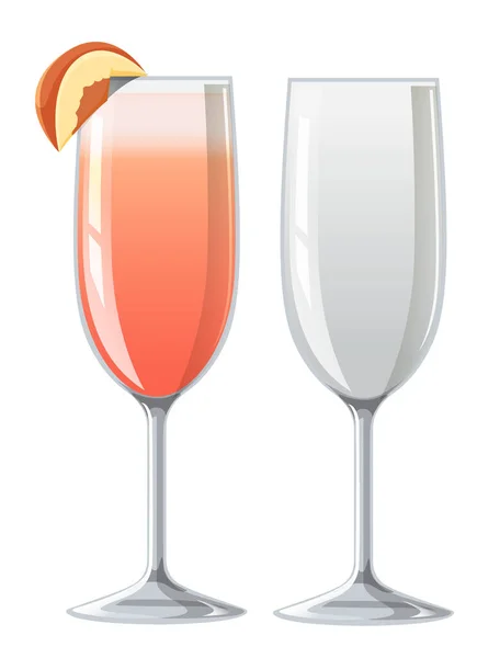 Cocktail Bellini Nell Illustrazione Del Bicchiere — Vettoriale Stock