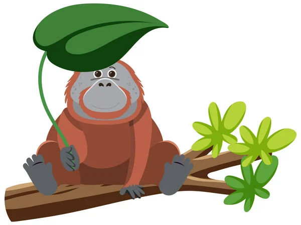 Lindo Orangután Estilo Plano Ilustración Aislada — Vector de stock