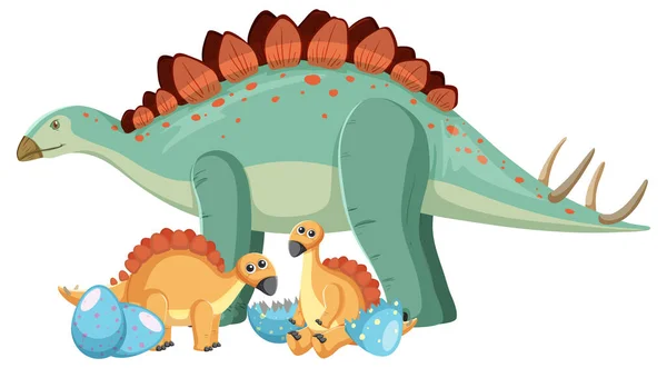 Cute stegosaurus dinosaur and baby illustration