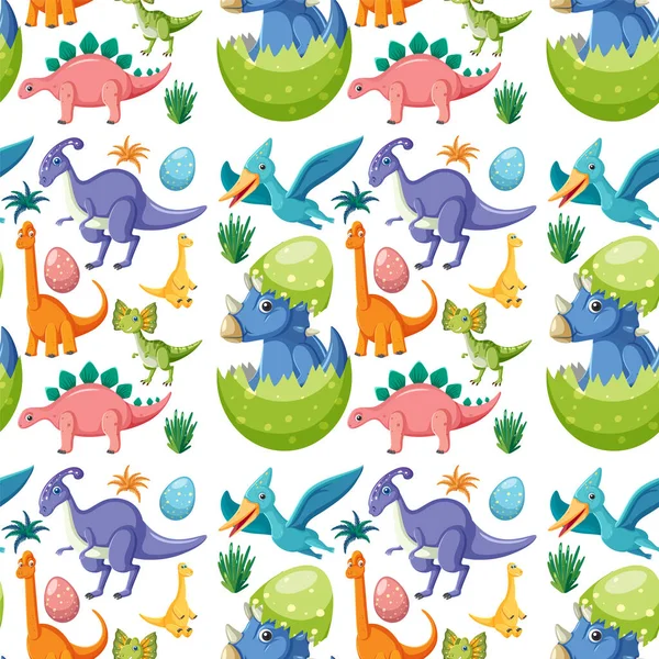 Şirin dinazor pürüzsüz desen çizimi