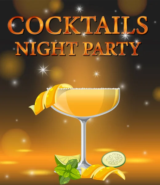 Daiquiri Cocktail Dans Verre Sur Fond Scintillant Illustration — Image vectorielle