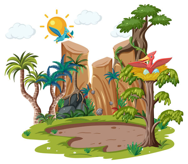Dinosaur in the forest isolated illustration