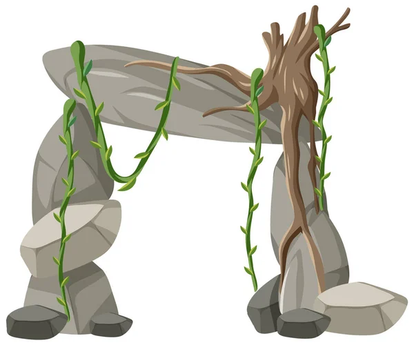 Porta Pedra Isolada Com Ilustração Liana — Vetor de Stock