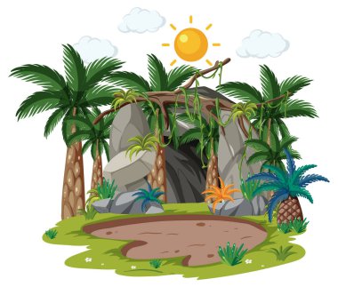 Ormandaki doğa mağarası izole edilmiş.