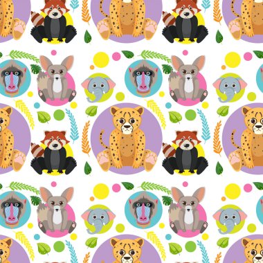 Sevimli hayvanlar kusursuz desenli çizimler.