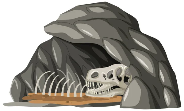 Cueva Piedra Con Ilustración Fósiles — Vector de stock