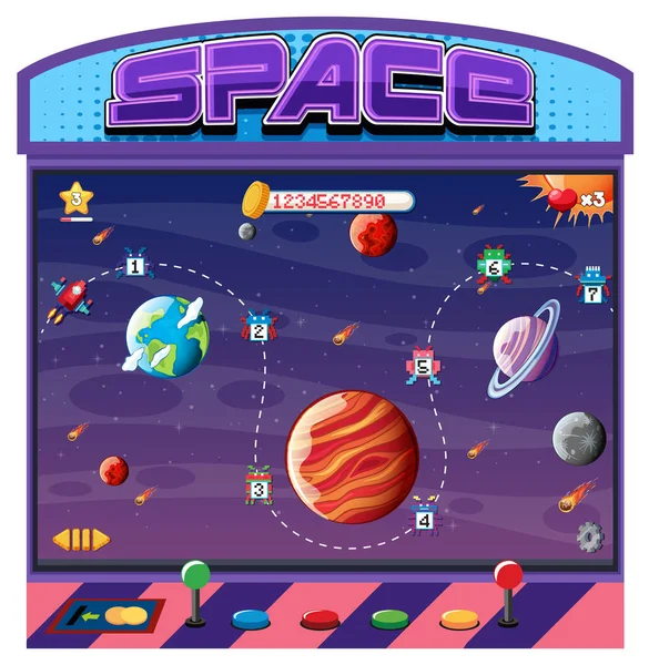 Retro Arcade Espacio Juego Ilustración — Archivo Imágenes Vectoriales
