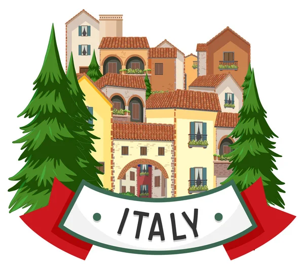 Italien Banner Mit Häuserillustration — Stockvektor