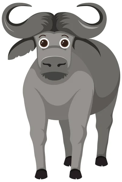 Cute Buffalo Flat Cartoon Style Illustration — Stock Vector