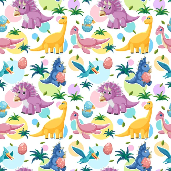 Illustration Motif Sans Couture Dinosaure Mignon — Image vectorielle