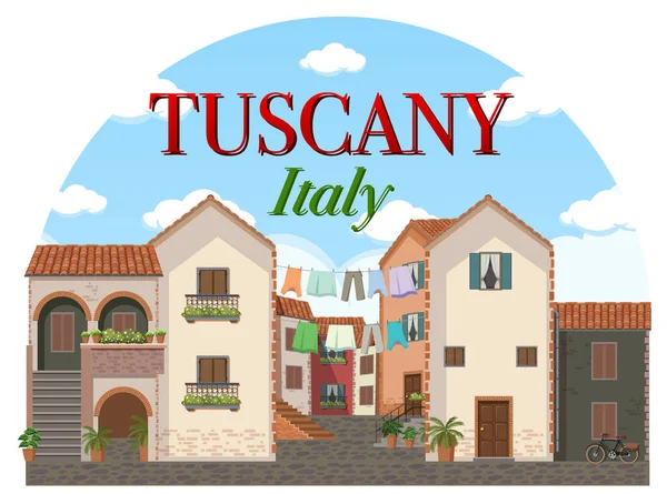 Toskania Włochy Landmark Logo Banner Ilustracja — Wektor stockowy
