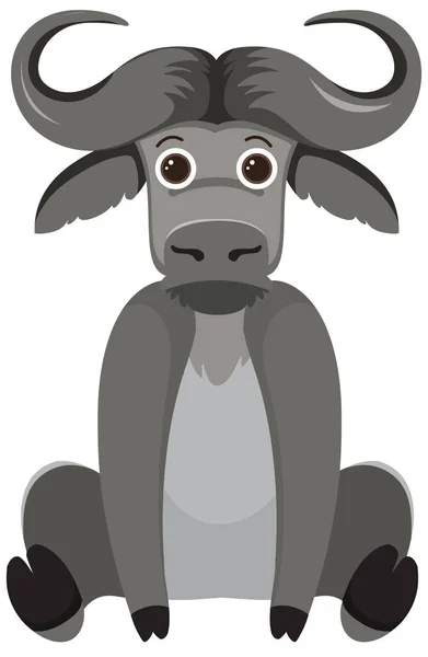 扁平风格的可爱水牛 孤立的插图 — 图库矢量图片