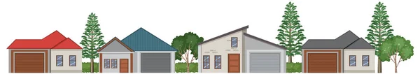 Front Urban Houses Isolateed Illustration — Stock vektor