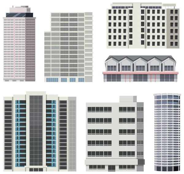 一套不同的城市摩天大楼图解 — 图库矢量图片