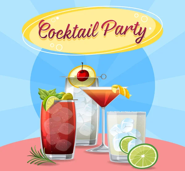 Een Cocktailparty Met Komische Achtergrond Illustratie — Stockvector