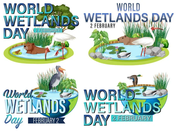 Set World Wetlands Day Logo Design Illustration — Stock Vector