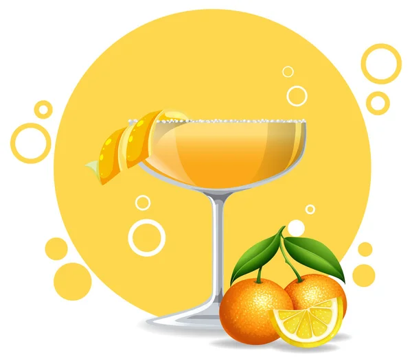 Sidecar Cocktail Glass White Background Illustration — Stock Vector