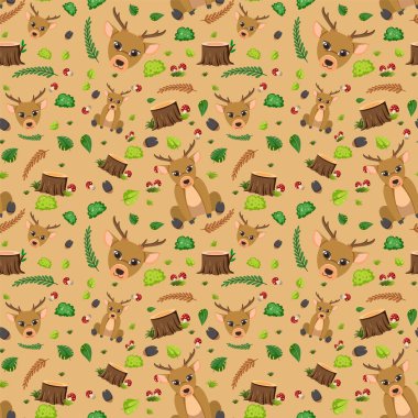 Geyik sevimli hayvan kusursuz desen çizimi