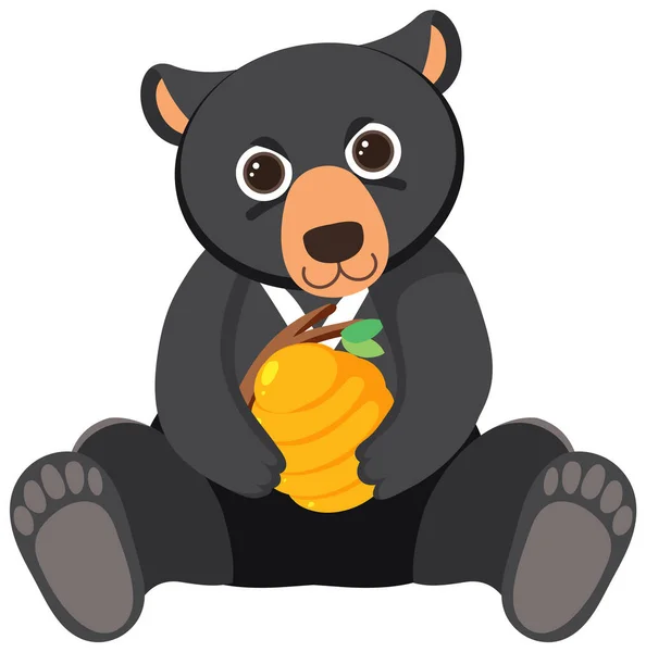Cute Black Bear Flat Cartoon Style Illustration — Stock Vector