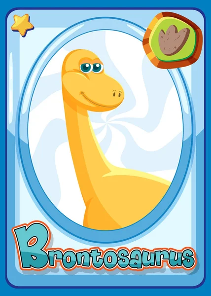 ブロントサウルス恐竜の漫画カードイラスト — ストックベクタ