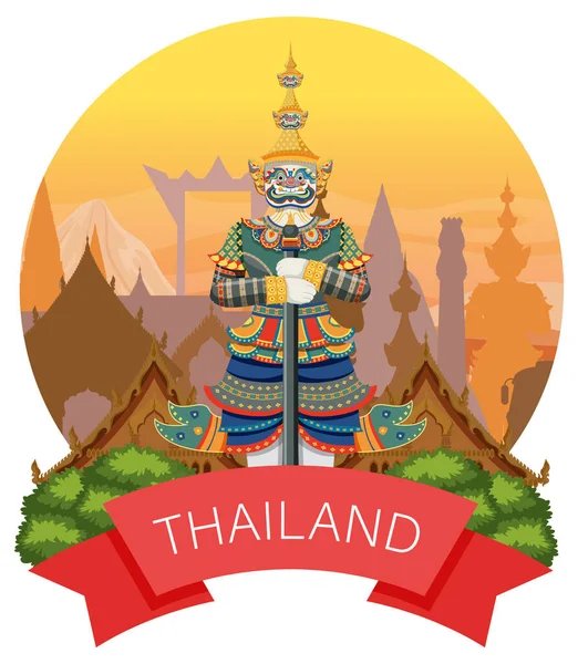 Bangkok Thailand Landmark Logo Banner Illustratie — Stockvector