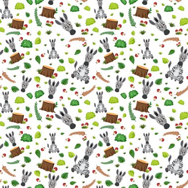 Şirin zebra pürüzsüz desen çizimi