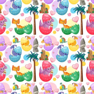 Şirin dinazor pürüzsüz desen çizimi